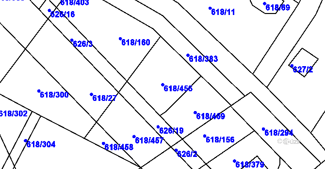 Parcela st. 618/456 v KÚ Lhota u Dobřan, Katastrální mapa