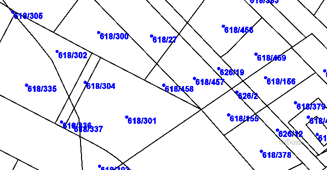 Parcela st. 618/458 v KÚ Lhota u Dobřan, Katastrální mapa