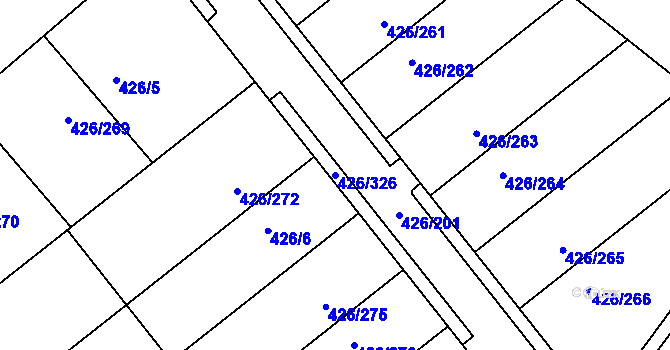Parcela st. 426/326 v KÚ Lhota u Dobřan, Katastrální mapa