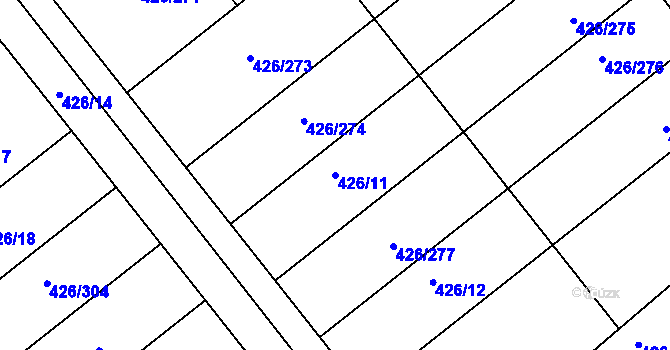 Parcela st. 426/11 v KÚ Lhota u Dobřan, Katastrální mapa