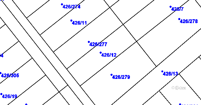 Parcela st. 426/12 v KÚ Lhota u Dobřan, Katastrální mapa