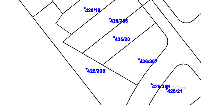 Parcela st. 426/20 v KÚ Lhota u Dobřan, Katastrální mapa