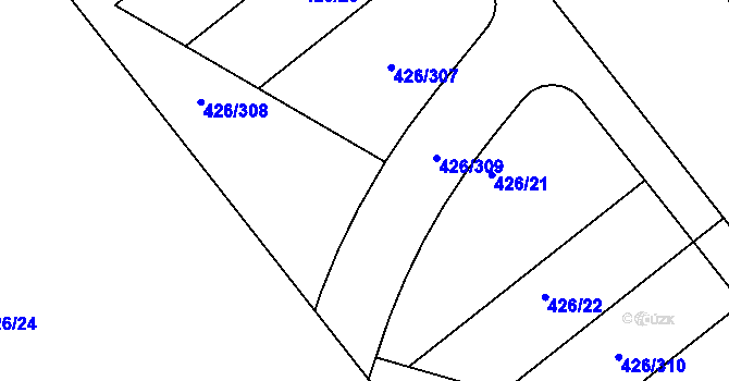 Parcela st. 426/21 v KÚ Lhota u Dobřan, Katastrální mapa