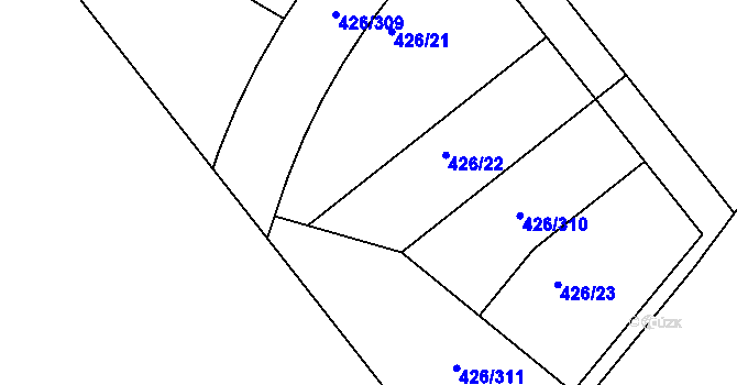 Parcela st. 426/22 v KÚ Lhota u Dobřan, Katastrální mapa