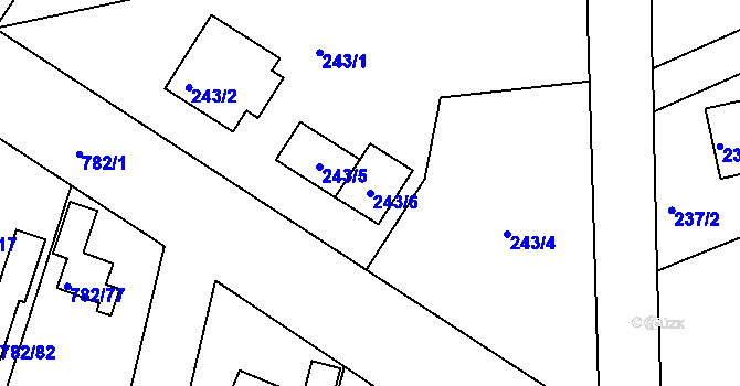 Parcela st. 243/6 v KÚ Lhota u Dobřan, Katastrální mapa
