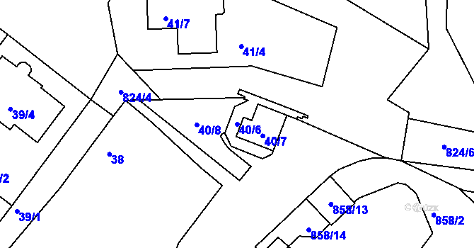 Parcela st. 40/6 v KÚ Lhota u Dobřan, Katastrální mapa