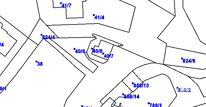 Parcela st. 40/7 v KÚ Lhota u Dobřan, Katastrální mapa