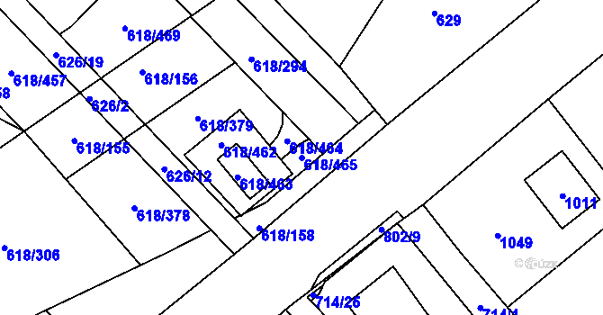 Parcela st. 618/465 v KÚ Lhota u Dobřan, Katastrální mapa