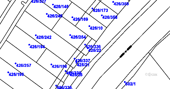 Parcela st. 426/336 v KÚ Lhota u Dobřan, Katastrální mapa