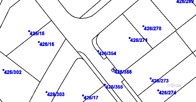 Parcela st. 426/354 v KÚ Lhota u Dobřan, Katastrální mapa