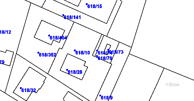 Parcela st. 618/74 v KÚ Lhota u Dobřan, Katastrální mapa