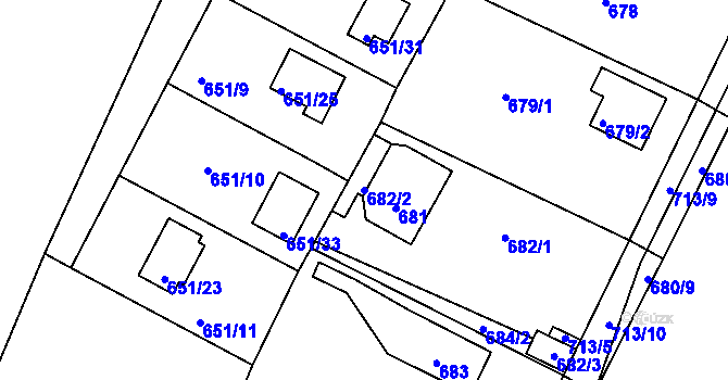 Parcela st. 682/2 v KÚ Lhota u Dobřan, Katastrální mapa