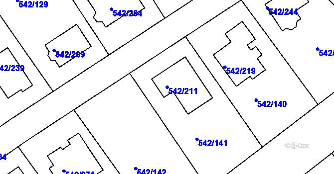 Parcela st. 542/211 v KÚ Lhota u Dobřan, Katastrální mapa