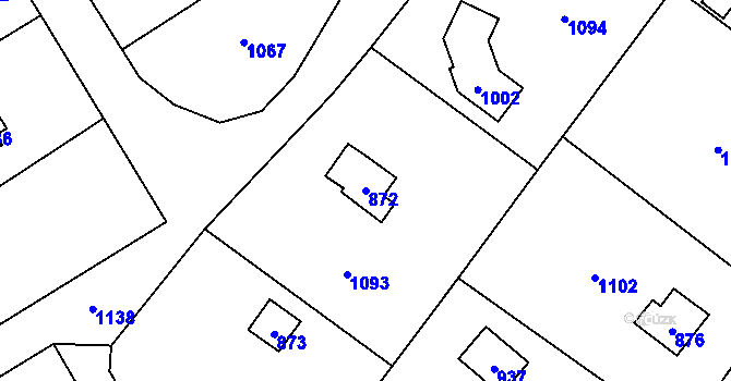 Parcela st. 872 v KÚ Lhota u Dobřan, Katastrální mapa