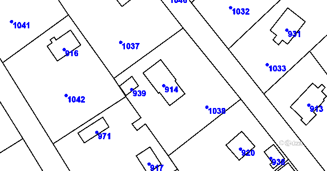 Parcela st. 914 v KÚ Lhota u Dobřan, Katastrální mapa