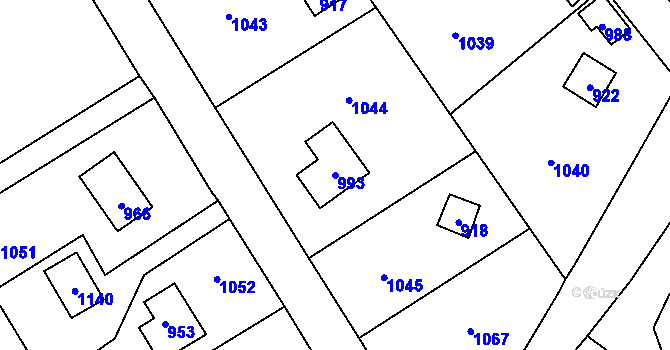 Parcela st. 993 v KÚ Lhota u Dobřan, Katastrální mapa