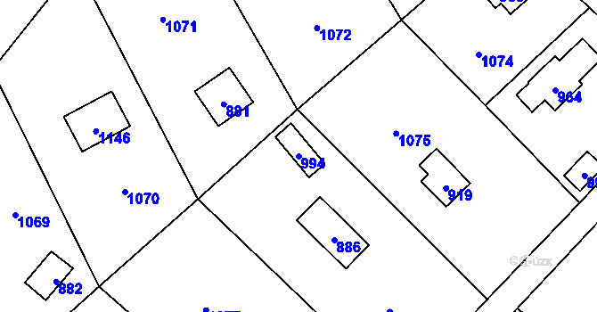 Parcela st. 994 v KÚ Lhota u Dobřan, Katastrální mapa