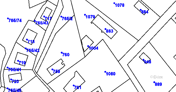 Parcela st. 1004 v KÚ Lhota u Dobřan, Katastrální mapa