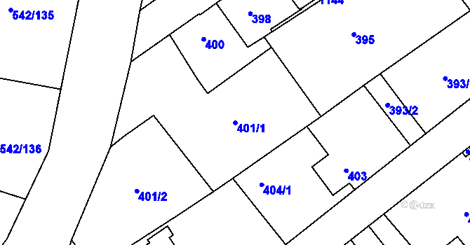 Parcela st. 401/1 v KÚ Lhota u Dobřan, Katastrální mapa
