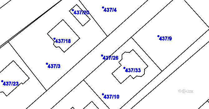 Parcela st. 437/26 v KÚ Lhota u Dobřan, Katastrální mapa