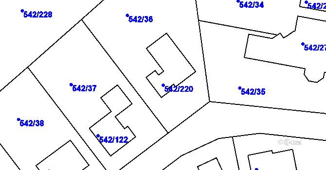 Parcela st. 542/220 v KÚ Lhota u Dobřan, Katastrální mapa