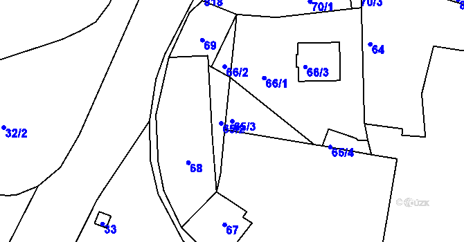 Parcela st. 65/3 v KÚ Lhota u Dobřan, Katastrální mapa