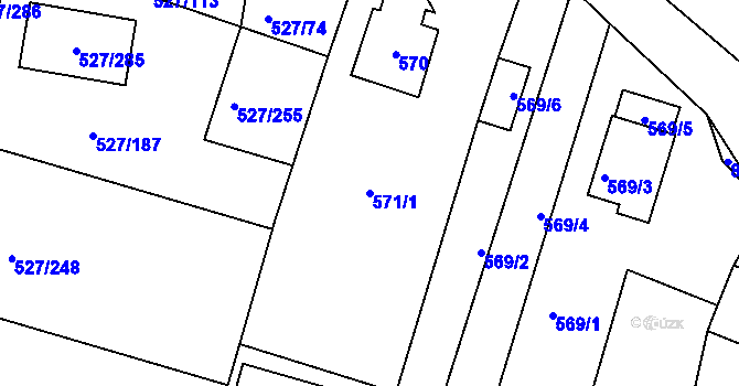 Parcela st. 571/1 v KÚ Lhota u Dobřan, Katastrální mapa