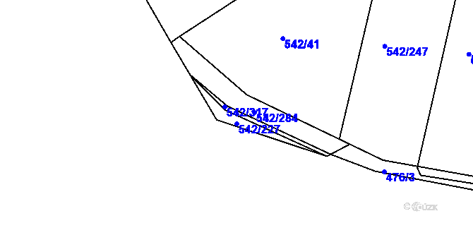 Parcela st. 542/227 v KÚ Lhota u Dobřan, Katastrální mapa