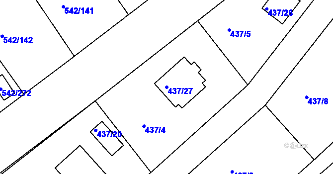 Parcela st. 437/27 v KÚ Lhota u Dobřan, Katastrální mapa