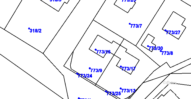 Parcela st. 773/16 v KÚ Lhota u Dobřan, Katastrální mapa