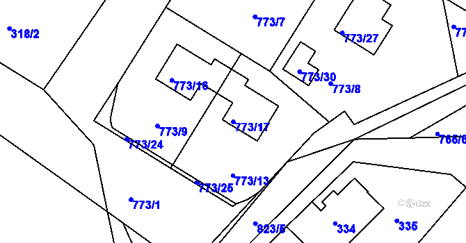Parcela st. 773/17 v KÚ Lhota u Dobřan, Katastrální mapa