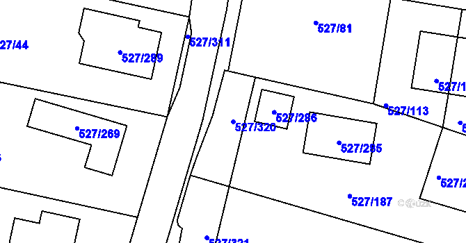 Parcela st. 527/320 v KÚ Lhota u Dobřan, Katastrální mapa