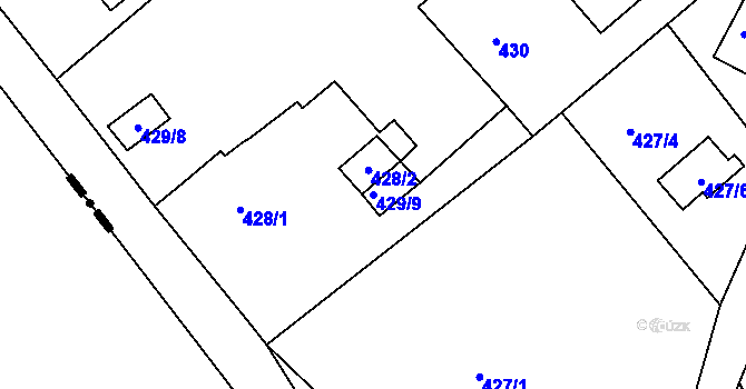 Parcela st. 429/9 v KÚ Lhota u Dobřan, Katastrální mapa