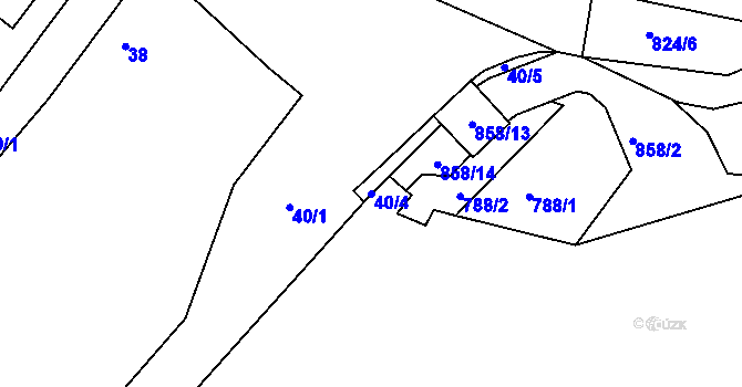 Parcela st. 40/4 v KÚ Lhota u Dobřan, Katastrální mapa
