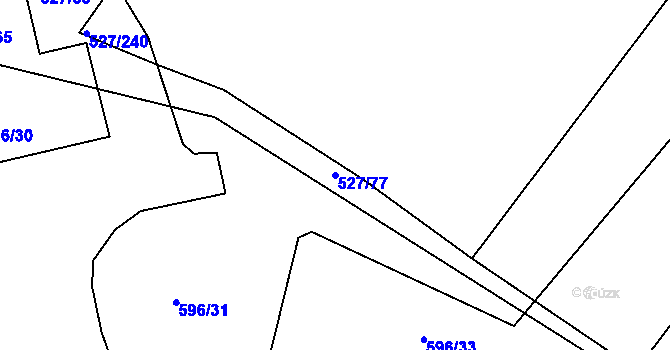 Parcela st. 527/77 v KÚ Lhota u Dobřan, Katastrální mapa