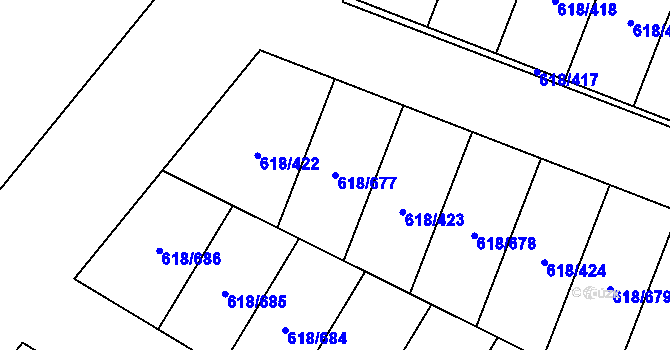 Parcela st. 618/677 v KÚ Lhota u Dobřan, Katastrální mapa