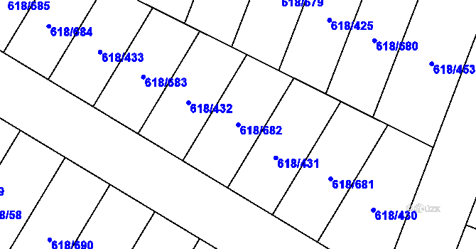 Parcela st. 618/682 v KÚ Lhota u Dobřan, Katastrální mapa