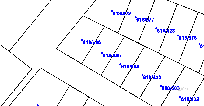 Parcela st. 618/685 v KÚ Lhota u Dobřan, Katastrální mapa