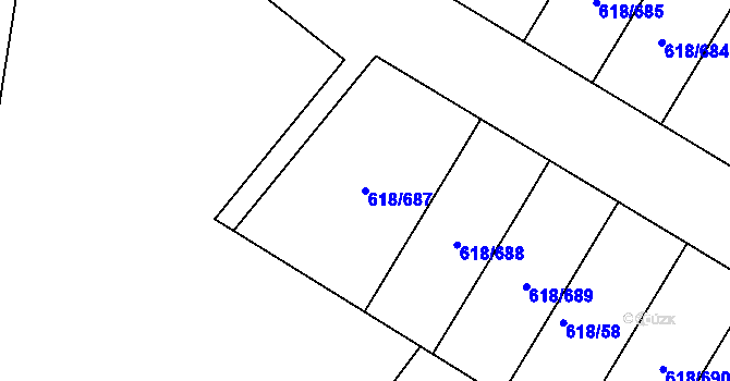 Parcela st. 618/687 v KÚ Lhota u Dobřan, Katastrální mapa