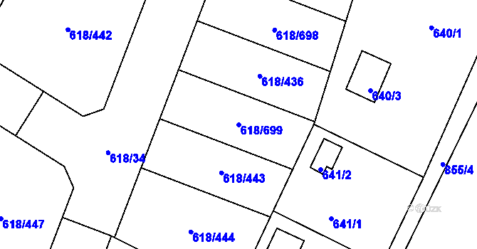 Parcela st. 618/699 v KÚ Lhota u Dobřan, Katastrální mapa