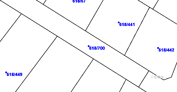 Parcela st. 618/700 v KÚ Lhota u Dobřan, Katastrální mapa