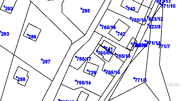 Parcela st. 765/67 v KÚ Lhota u Dobřan, Katastrální mapa