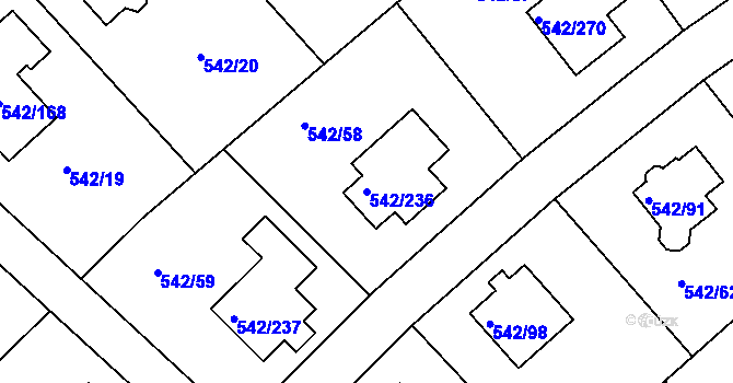 Parcela st. 542/236 v KÚ Lhota u Dobřan, Katastrální mapa