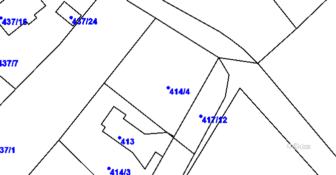 Parcela st. 414/4 v KÚ Lhota u Dobřan, Katastrální mapa
