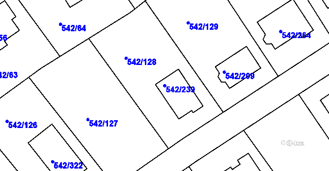 Parcela st. 542/239 v KÚ Lhota u Dobřan, Katastrální mapa