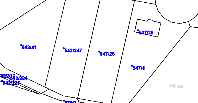 Parcela st. 547/26 v KÚ Lhota u Dobřan, Katastrální mapa