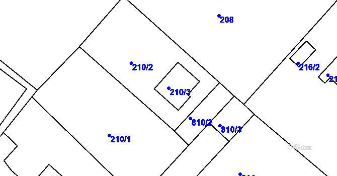 Parcela st. 210/3 v KÚ Lhota u Dobřan, Katastrální mapa