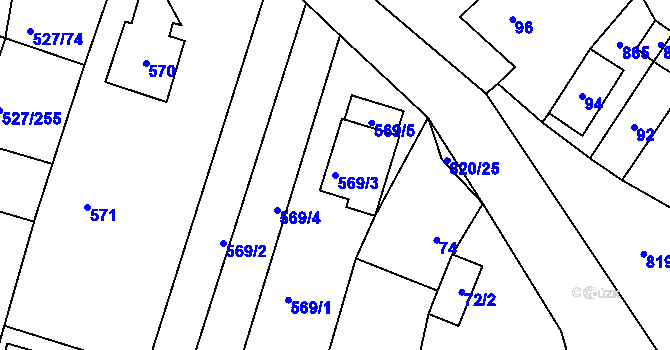 Parcela st. 569/3 v KÚ Lhota u Dobřan, Katastrální mapa
