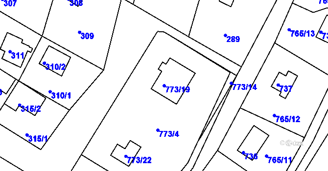 Parcela st. 773/19 v KÚ Lhota u Dobřan, Katastrální mapa