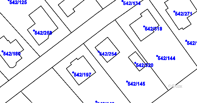 Parcela st. 542/254 v KÚ Lhota u Dobřan, Katastrální mapa